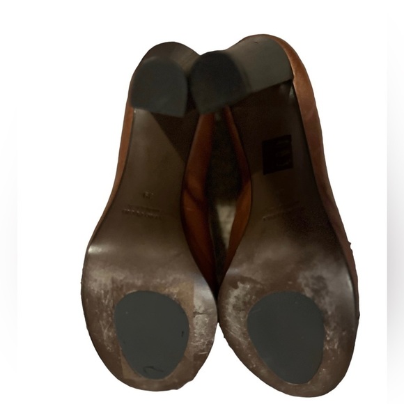 MICHAEL Jolie Round Toe Pump Burnished Cognac Leather Heel Shoes - Picture 5 of 6